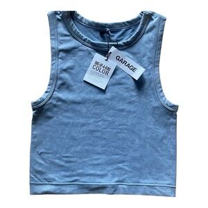 NWT GARAGE Seamless Muscle Tank Top Shirt Washed Ashley Blue  XS $24..95 Y2K